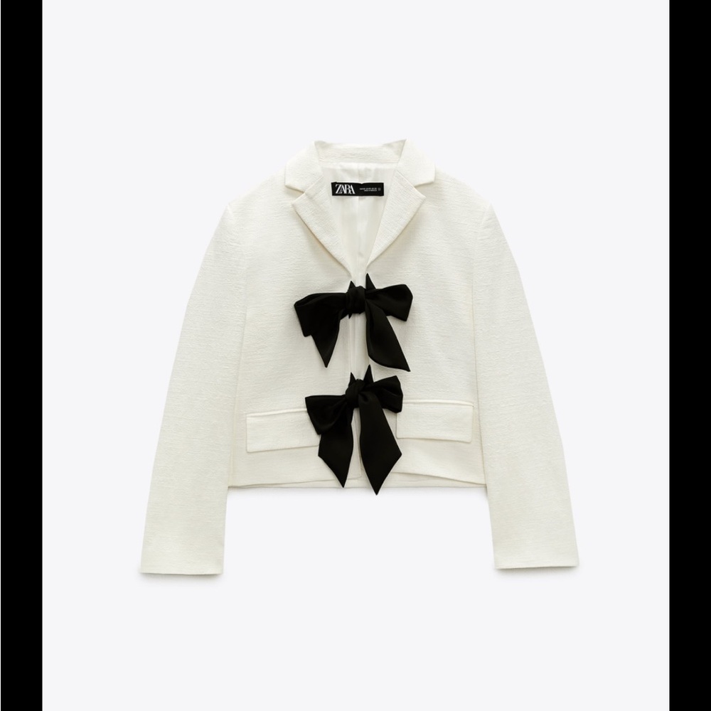 Zara Cream Blazer with Black Bows